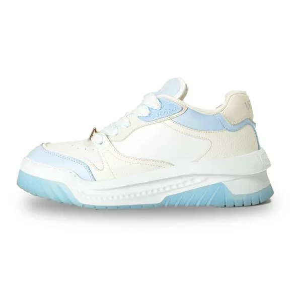 Versace Men's Leather & Suede White/Blue Sneakers Shoes US 8 IT 41